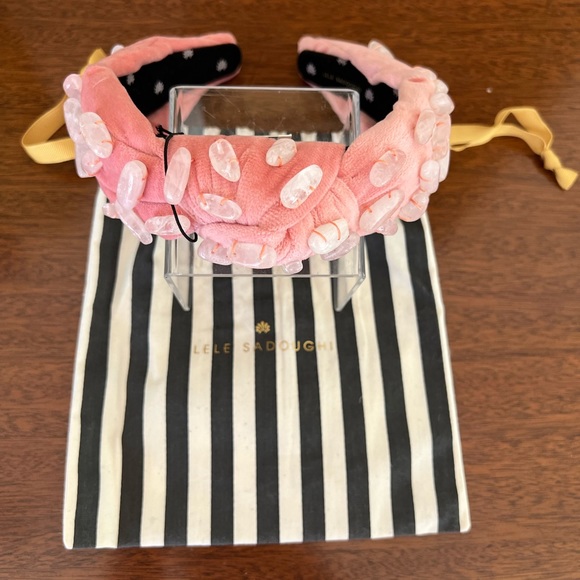 NWT Lele Sadoughi Rose Quartz Knotted Headband - Picture 5 of 14